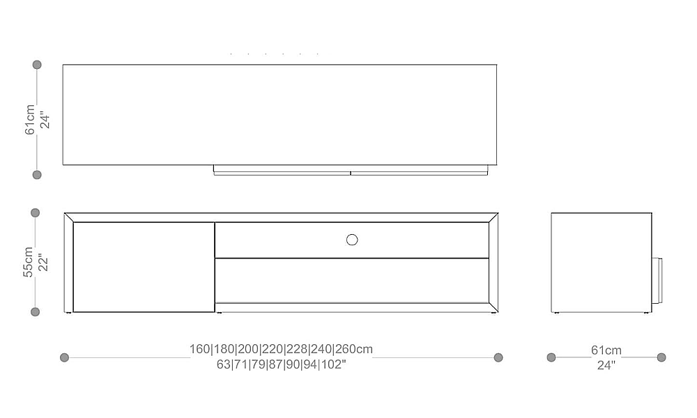 Image of the main dimensions of the product